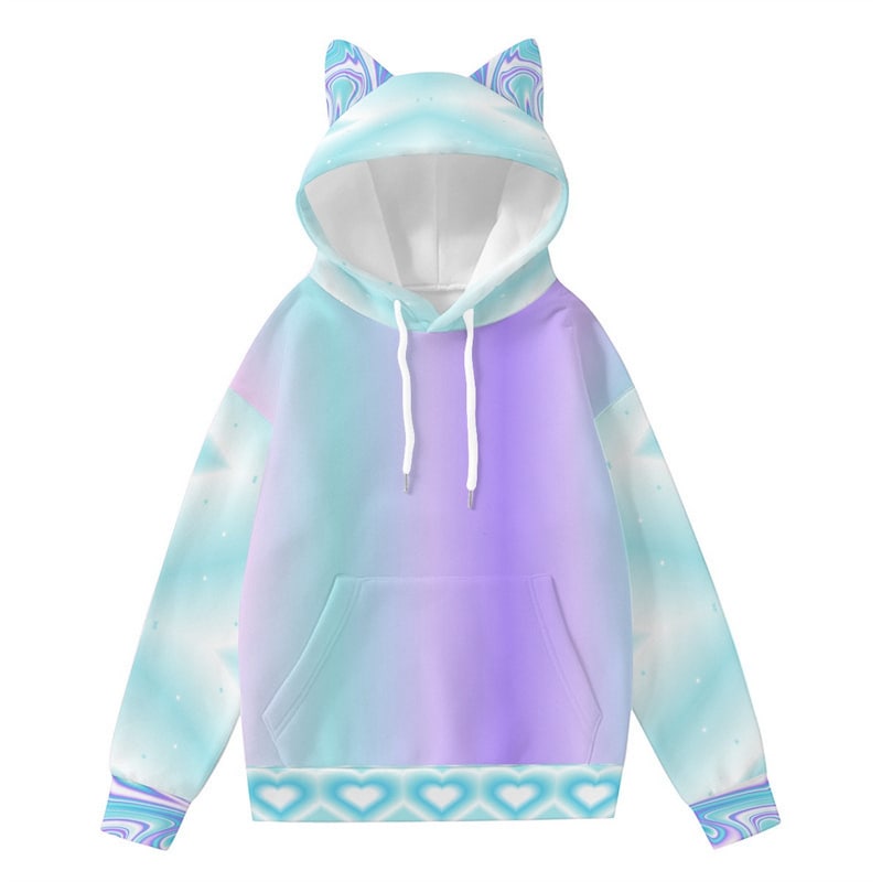 All-Over Print Women’s Hoodie With Decorative Ears