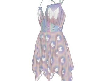 Dreamy Butterfly Fairy Rave Slip Dress for Women | for Everyday Clothing, Street Style, Music Festivals | Enchanting Fairy Beach Fashion