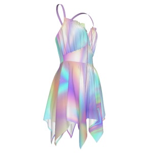 Psychedelic Colorful Fairy Nymph Slip Dress with Criss Cross Back for Summer Wear, Music Festivals, Vacations, Night's Out, Everyday Wear