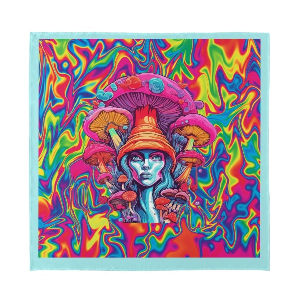 Trippy and Psychedelic Silk Bandana/Scarf Made for Everyday Wear, Music Festivals, Vacations, Going-Out / Colorful Rave Wear for Hippies