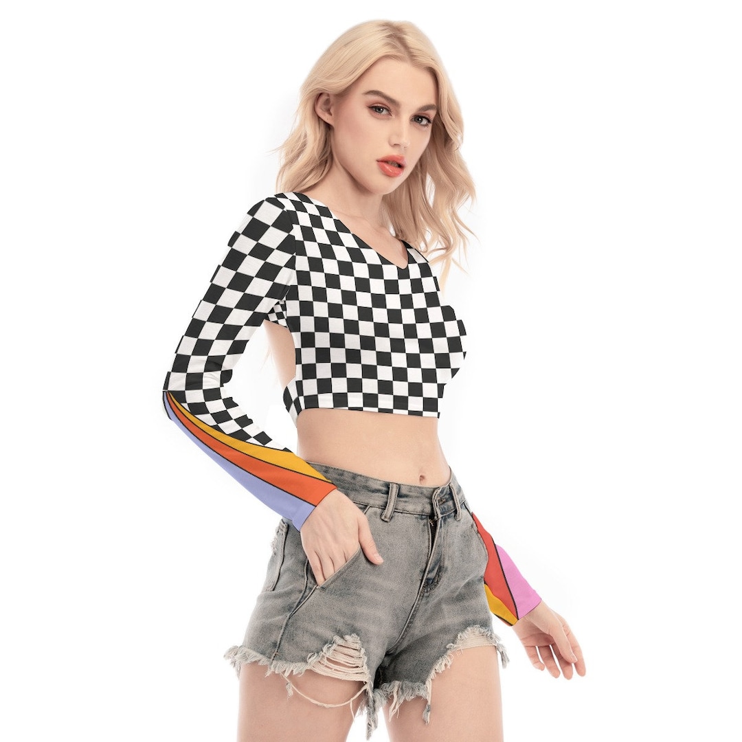 Trippy Long Sleeve Rave Shirt With Strap and Hollow Back / Soft High ...