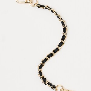 Genuine Leather and Chain Wristlet Wrist Strap