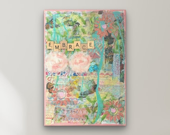 Original Artwork, Embrace, on Canvas 12x9, Mixed Media Art, Inspirational Art, Original Art