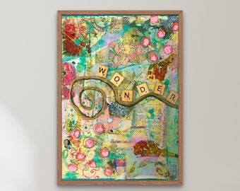 Wonder Print, Mixed Media Art Print, inspirierende Kunst, motivierender Druck