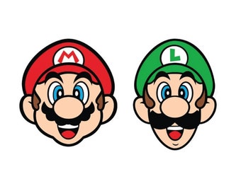 Mario SVG - Luigi SVG - Mario Bros - Super Mario - téléchargement numérique - fichier de coupe - 300 dpi - chemise Mario - chemise Luigi - cadeau Mario - SVG