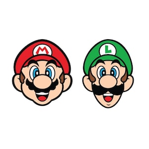 Mario SVG - Luigi SVG - Mario Bros - Super Mario - Download digital - Arquivo cortado - 300 dpi - Camisa Mario - Camisa Luigi - Presente Mario - SVG