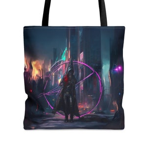 Technomancer&#39;s Ward, Cyberpunk Anarchy Mage Tote Bag, cloth shoulder bag, canvas shoulder bag, bag for women and girls, cloth tote, future
