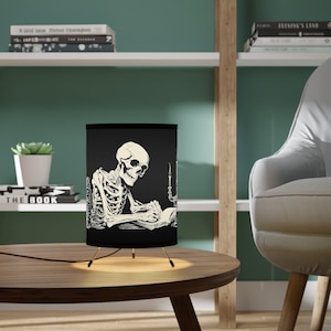 Skeleton Cat and Raven Lamp (No bulb) Gothic lamp, heavy metal lamp, skeleton lamp, skull lamp, halloween lamp, unique lamp, bedside lamp
