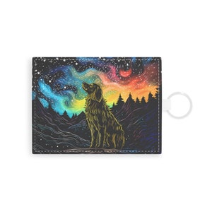 Porte-cartes Starry Doggo en similicuir Porte-clés en cuir saffiano