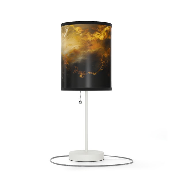 Fire in the Clouds Buffet Lamp with Heavy Steel Base and Pull Chain