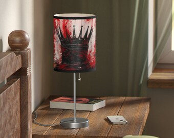 Painted Crown Lamp Royalty Lamp Heavy Metal Lamp Red Black White Lamp Statement Lamp King Queen Lamp Unique Lamp Buffet Style Lamp