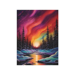 Winter-Sonnenwende Nordlichter Grußkarte Postkarte mit Umschlag Winterurlaub Grußkarte zur Wintersonnenwende Jahreszeiten Grußkarte