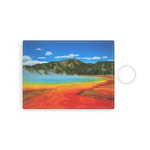 Grand Prismatic Spring - Tarjetero de piel sintética con llavero de piel Saffiano