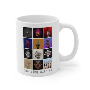 Funny AI art mug - Counting with AI, funny tech mug, coder mug, geeky mug, nerd mug, meme mug, gift for programmer, work mug, student mug