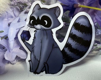 Raccoon with D20 2.5" Vinyl Sticker - Dungeons and Dragons TTRPG Cute Animal Accessory and Decor