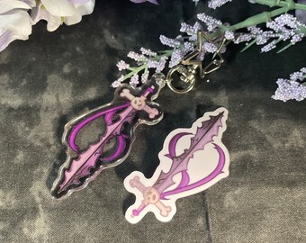 Necrotic Sword 2.5" Glitter Epoxy Acrylic Keychain- Dungeons and Dragons TTRPG Accessory and Decor