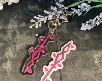 Psychic Sword 2.5" Glitter Epoxy Acrylic Keychain- Dungeons and Dragons TTRPG Accessory and Decor
