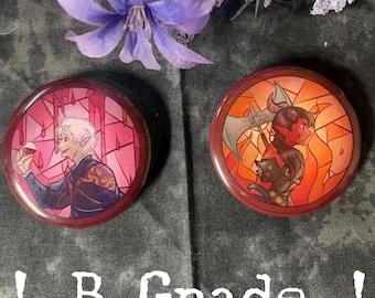 B GRADE - DnD Video Game Characters Fan Art Button Pin - 2.25 in / 58 mm Button Badge - Video Game Art Accessory and Decor