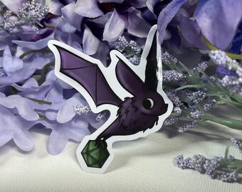 Bat with D20 2.5" Vinyl Sticker - Dungeons and Dragons TTRPG Cute Animal Accessory and Decor