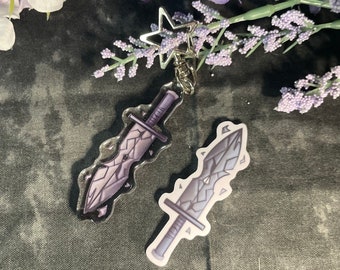Thunder Sword 2.5" Glitter Epoxy Acrylic Keychain- Dungeons and Dragons TTRPG Accessory and Decor