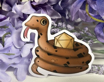 Snake with D20 2.5" Vinyl Sticker - Dungeons and Dragons TTRPG Cute Animal Accessory and Decor