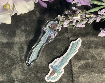 Acid Sword 2.5" Glitter Epoxy Acrylic Keychain - Dungeons and Dragons TTRPG Accessory and Decor