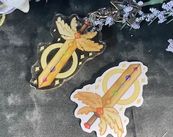 Radiant Sword 2.5" Glitter Epoxy Acrylic Keychain- Dungeons and Dragons TTRPG Accessory and Decor