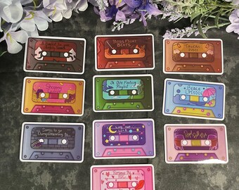 Set One - Cassette Mix Tape 3' Vinyl Sticker Dungeons and Dragons TTRPG Cute Vintage Vibe Accessory and Decor