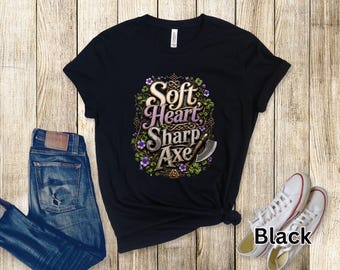 Viking Soft Heart Sharp Axe Wildflower Shirt, Norse Cottagecore T-Shirt,  Axe Graphic Tee, Feminine Viking Shirt