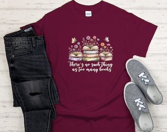 Stacked Floral Books Tee | "There's No Such Thing As Too Many Books"