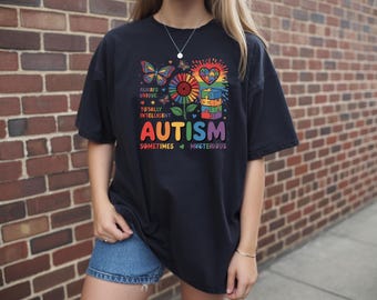 Autism Awereness Puzzle Heart Sunflower Butterfly T-Shirt | Awareness Tee