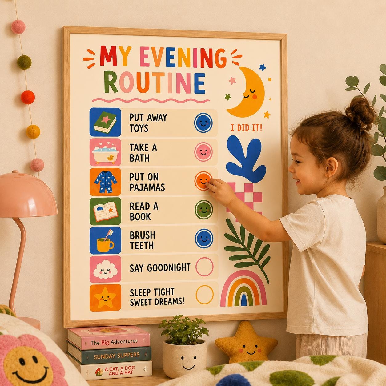 Evening Routine Chart for Kids Printable | Bedtime Routine Poster ...