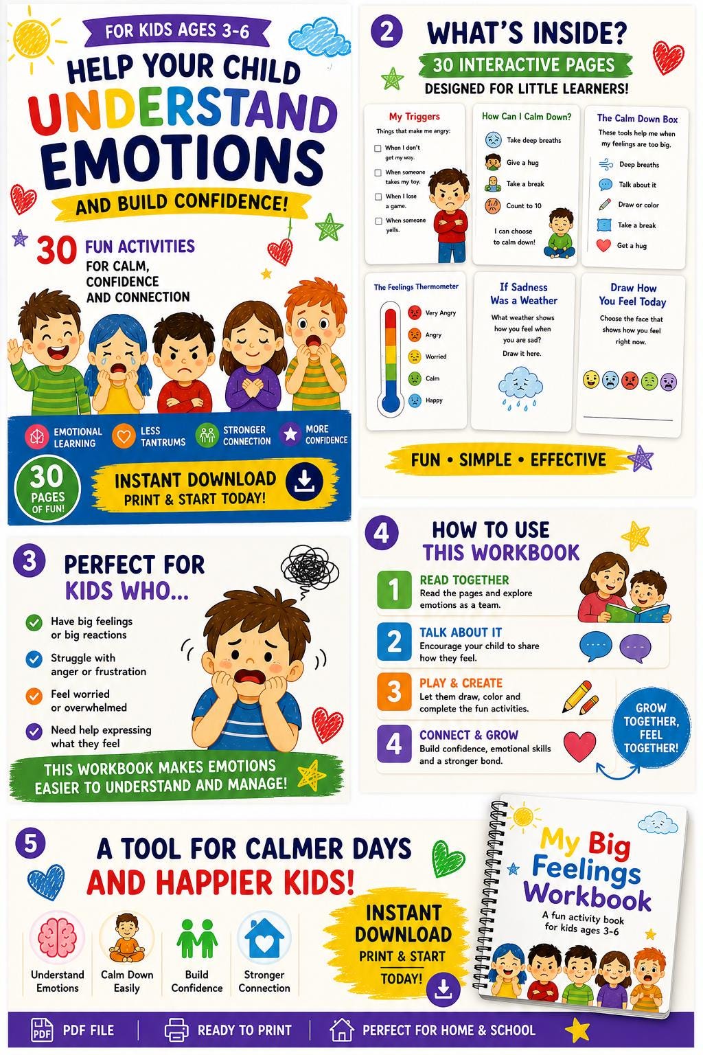 Cuaderno de actividades sobre emociones para niños de 3 a 6 años ...
