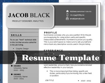Professional Resume Template for Microsoft Word + PDF + Resume Cover Letter Template | Digital Downloadable Printable | CV Template