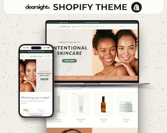 Beauty Website Template for Shopify, Beauty Store Shopify Theme Template, Website Template for Hair, Wellness, Nails, Skincare Esthetician