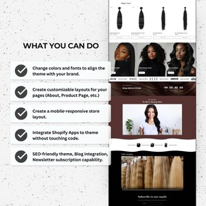 Shopify Luxury Hair Website Template, Shopify Website Theme, Premade Hair Website, Shopify Design, Shopify Template, Business Website