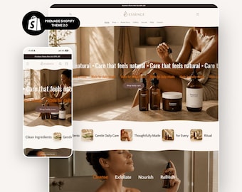Tema prediseñado de Shopify para cuidado de la piel / Tienda Essence Beauty, Cosmetics & Wellness / Shopify OS 2.0