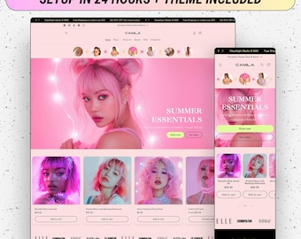 Configurazione Shopify in 24 ore, tema Shopify per abbigliamento, template per la moda, tema per la bellezza, design femminile, minimalista e carino, tema Shopify, Shopify 2.0