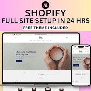 Shopify Full Site Setup in 24 hrs & Free Shopify Theme, Custom Website, Website Design, Shopify Design, Custom Template, Candle Shop
