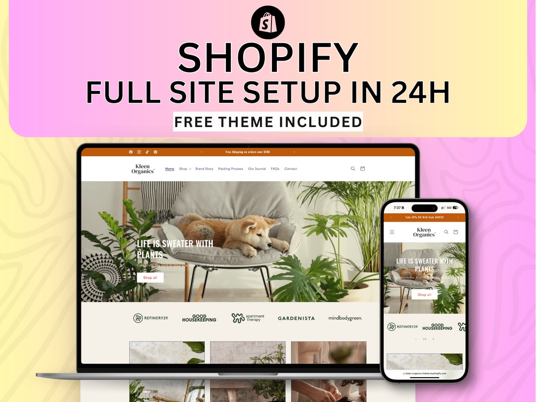 Shopify Full Site Setup in 24 Hrs & Free Shopify Theme, Custom Website ...