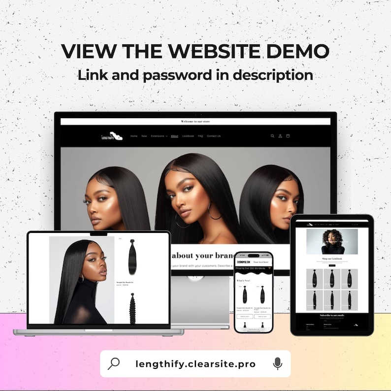 Shopify Luxury Hair Website Template, Shopify Website Theme, Premade Hair Website, Shopify Design, Shopify Template, Business Website
