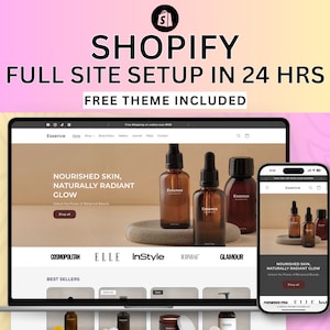 Shopify Full Site Setup in 24 hrs & Free Shopify Theme, Custom Website, Website Design, Shopify Design, Custom Template, Business Website
