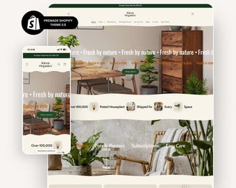 Premade Shopify Theme for Plant Shop | Shopify Website Template, Online Store 2.0 Theme, Botanical Ecommerce Design
