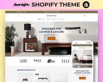 Shopify Template, Furniture Store, Home Decor Website, Shopify Design, Modern Shopify Theme, Shopify Website, Minimal Clean Design