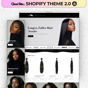 Shopify Luxury Hair Website Template, Shopify Website Theme, Premade Hair Website, Shopify Design, Shopify Template, Business Website