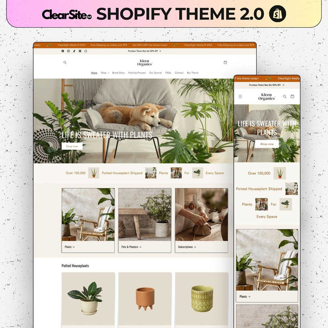 Simple Shopify Layouts Shopify Template, Plant Theme, House Plants Website, Clean and Modern ...