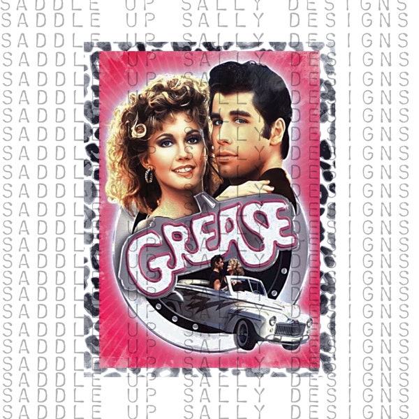 Grease movie PNG Sublimation design download DTF Print tumbler sticker best seller top seller trending digital illustration John travolta