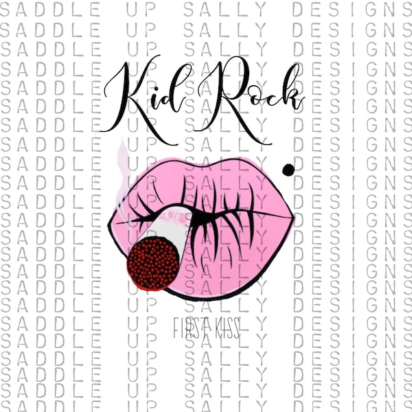 Kid rock first kiss PNG Sublimation design download DTF Print music tumbler sticker trending best seller top seller Digitals lips rock music