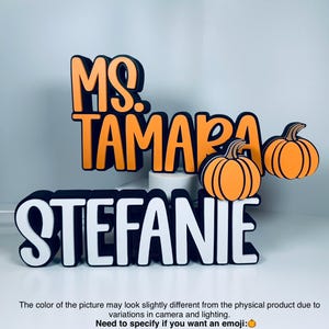Personalized Desk Name Plate, Halloween Name Sign, pumpkin, ghost, cat, spider, bat, Teacher Name Sign,Office décor, Custom Desk Name Sign