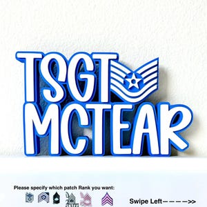 Personalized Military Name Plate, Army, Navy, Marines, Air Force, Military Name Sign, Custom Desk Name Sign, 3D